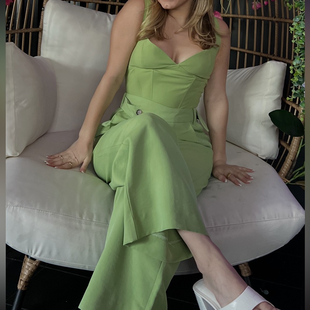 Zara Strapless Lime Green Jumpsuit